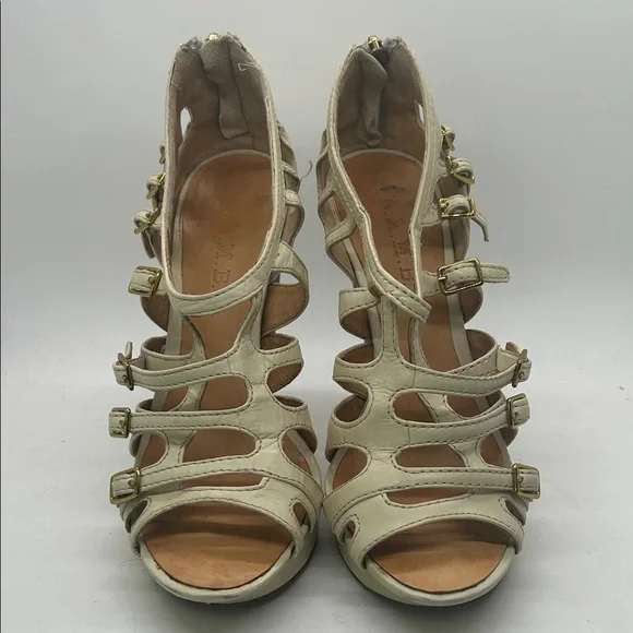 L.A.M.B. Sexy Cream Leather Strappy Platform Stiletto Heels Shoes **Size 7.5**🔥🔥 - Picture 2 of 11